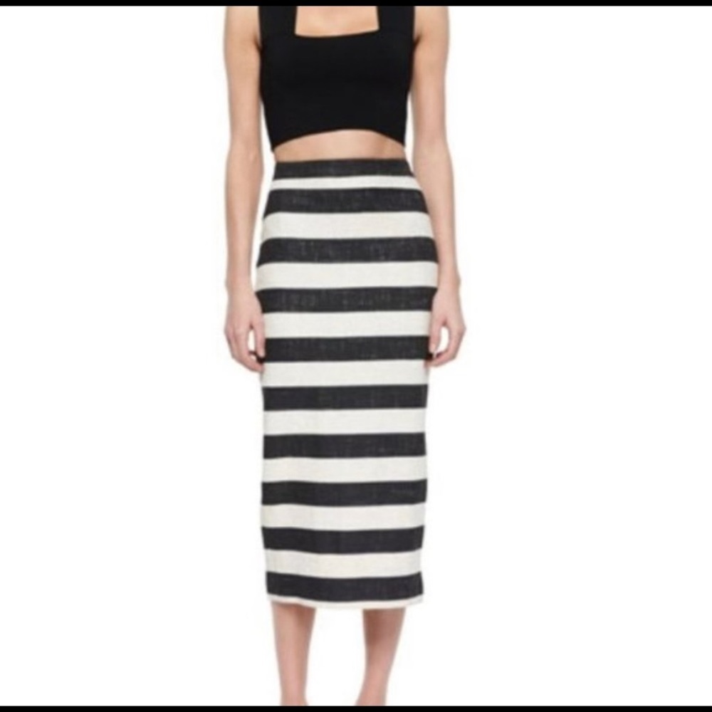 A.L.C. Guy Striped Pencil Midi Skirt